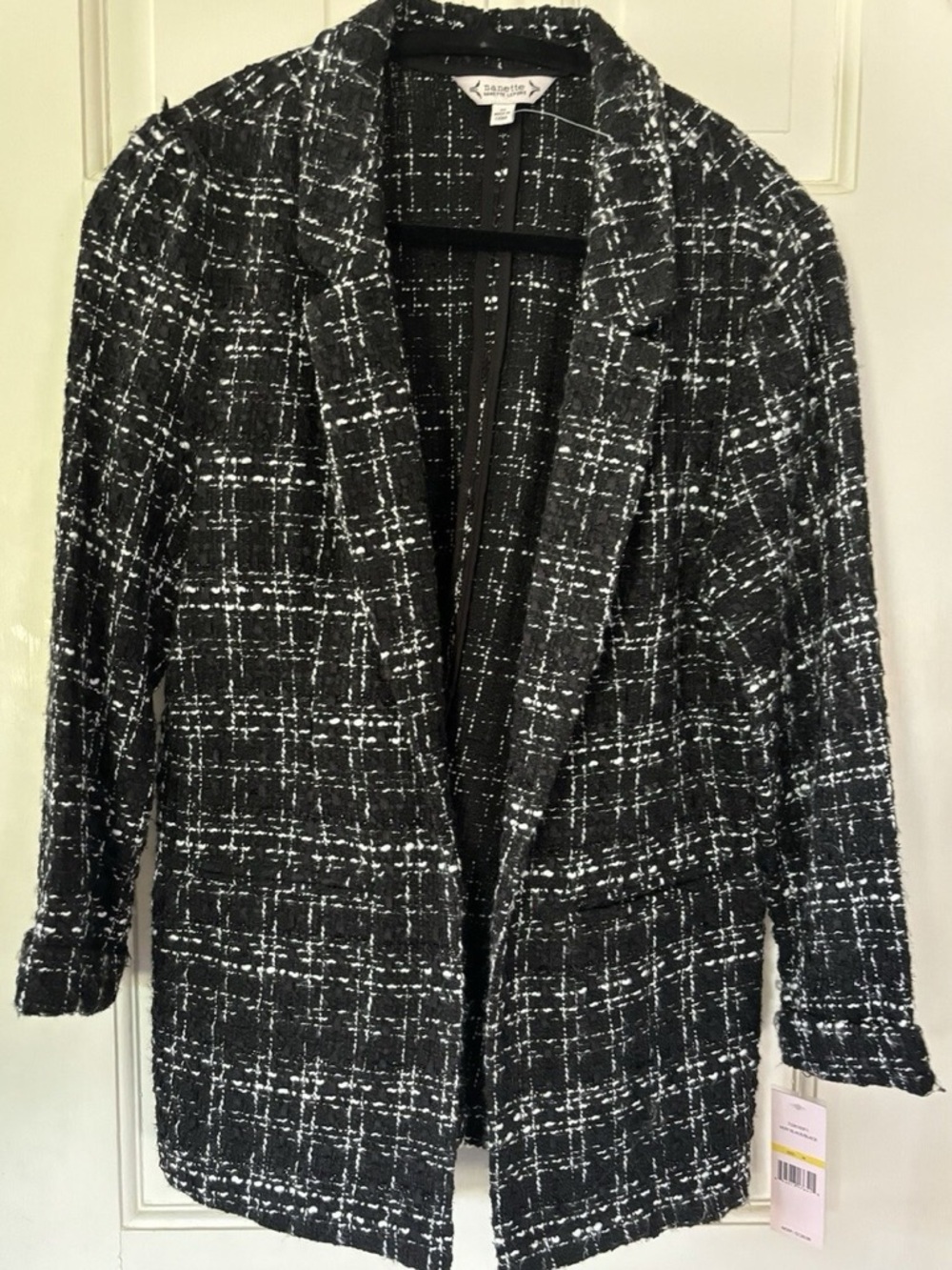Nanette Lepore Black & White Tweed Blazer Jacket